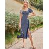 imageGRACE KARIN Womens 2025 Summer Striped Bodycon Dresses Casual Short Sleeve Square Neck Beach Vacation Long DressNavy Blue