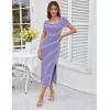 imageGRACE KARIN Womens 2025 Summer Striped Bodycon Dresses Casual Short Sleeve Square Neck Beach Vacation Long DressPurple