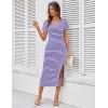 imageGRACE KARIN Womens 2025 Summer Striped Bodycon Dresses Casual Short Sleeve Square Neck Beach Vacation Long DressPurple