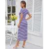 imageGRACE KARIN Womens 2025 Summer Striped Bodycon Dresses Casual Short Sleeve Square Neck Beach Vacation Long DressPurple