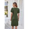 imageGRACE KARIN Womens 2025 V Neck Puff Short Sleeve T Shirt Dress Pleated Casual Loose Tunic Mini DressArmy Green