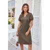 imageGRACE KARIN Womens 2025 V Neck Puff Short Sleeve T Shirt Dress Pleated Casual Loose Tunic Mini DressBrown