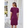 imageGRACE KARIN Womens 2025 V Neck Puff Short Sleeve T Shirt Dress Pleated Casual Loose Tunic Mini DressPurple