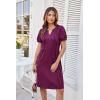 imageGRACE KARIN Womens 2025 V Neck Puff Short Sleeve T Shirt Dress Pleated Casual Loose Tunic Mini DressPurple