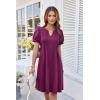 imageGRACE KARIN Womens 2025 V Neck Puff Short Sleeve T Shirt Dress Pleated Casual Loose Tunic Mini DressPurple