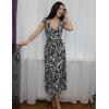imageGRACE KARIN Womens Casual Summer Dress V Neck Sleeveless Floral Cap Slevee Loose Split Belted Maxi Sundresses with PocketsBlack White Floral