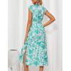 imageGRACE KARIN Womens Casual Summer Dress V Neck Sleeveless Floral Cap Slevee Loose Split Belted Maxi Sundresses with PocketsBlue Green Floral
