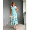 imageGRACE KARIN Womens Casual Summer Dress V Neck Sleeveless Floral Cap Slevee Loose Split Belted Maxi Sundresses with PocketsBlue Green Floral