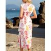 imageGRACE KARIN Womens Casual Summer Dress V Neck Sleeveless Floral Cap Slevee Loose Split Belted Maxi Sundresses with PocketsPink Orange Floral