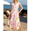 imageGRACE KARIN Womens Casual Summer Dress V Neck Sleeveless Floral Cap Slevee Loose Split Belted Maxi Sundresses with PocketsPink Orange Floral