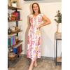 imageGRACE KARIN Womens Casual Summer Dress V Neck Sleeveless Floral Cap Slevee Loose Split Belted Maxi Sundresses with PocketsPink Orange Floral