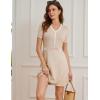imageGRACE KARIN Womens Summer Short Sleeve Mini Dress 2025 Causual V Neck A Line Color Block Button Knit Sweater Short DressesApricot
