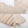 imageGRACE KARIN Womens Summer Short Sleeve Mini Dress 2025 Causual V Neck A Line Color Block Button Knit Sweater Short DressesApricot