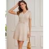 imageGRACE KARIN Womens Summer Short Sleeve Mini Dress 2025 Causual V Neck A Line Color Block Button Knit Sweater Short DressesApricot