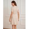 imageGRACE KARIN Womens Summer Short Sleeve Mini Dress 2025 Causual V Neck A Line Color Block Button Knit Sweater Short DressesApricot