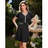 imageGRACE KARIN Womens Summer Short Sleeve Mini Dress 2025 Causual V Neck A Line Color Block Button Knit Sweater Short DressesBlack