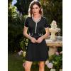 imageGRACE KARIN Womens Summer Short Sleeve Mini Dress 2025 Causual V Neck A Line Color Block Button Knit Sweater Short DressesBlack