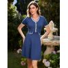 imageGRACE KARIN Womens Summer Short Sleeve Mini Dress 2025 Causual V Neck A Line Color Block Button Knit Sweater Short DressesDark Blue