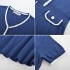 imageGRACE KARIN Womens Summer Short Sleeve Mini Dress 2025 Causual V Neck A Line Color Block Button Knit Sweater Short DressesDark Blue