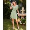 imageGRACE KARIN Womens Summer Short Sleeve Mini Dress 2025 Causual V Neck A Line Color Block Button Knit Sweater Short DressesLight Green