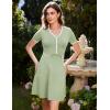 imageGRACE KARIN Womens Summer Short Sleeve Mini Dress 2025 Causual V Neck A Line Color Block Button Knit Sweater Short DressesLight Green