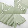 imageGRACE KARIN Womens Summer Short Sleeve Mini Dress 2025 Causual V Neck A Line Color Block Button Knit Sweater Short DressesLight Green