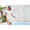 imageGRACE KARIN Womens Summer Short Sleeve Mini Dress V Neck A Line Casual Embroidery Vacation Beach Short Dresses with PocketsWhite