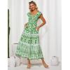 imageGRACE KARIN Womens Summer Sleeveless Foral Dress Boho Square Neck Casual Flowy Cap Sleeve Maxi Beach Dress with PocketGrass Green Flower
