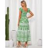 imageGRACE KARIN Womens Summer Sleeveless Foral Dress Boho Square Neck Casual Flowy Cap Sleeve Maxi Beach Dress with PocketGrass Green Flower