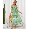 imageGRACE KARIN Womens Summer Sleeveless Foral Dress Boho Square Neck Casual Flowy Cap Sleeve Maxi Beach Dress with PocketGrass Green Flower