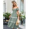 imageGRACE KARIN Womens Summer Sleeveless Foral Dress Boho Square Neck Casual Flowy Cap Sleeve Maxi Beach Dress with PocketGreen Floral