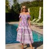 imageGRACE KARIN Womens Summer Sleeveless Foral Dress Boho Square Neck Casual Flowy Cap Sleeve Maxi Beach Dress with PocketLilac Flower