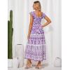 imageGRACE KARIN Womens Summer Sleeveless Foral Dress Boho Square Neck Casual Flowy Cap Sleeve Maxi Beach Dress with PocketLilac Flower