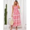 imageGRACE KARIN Womens Summer Sleeveless Foral Dress Boho Square Neck Casual Flowy Cap Sleeve Maxi Beach Dress with PocketPink Flower