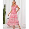 imageGRACE KARIN Womens Summer Sleeveless Foral Dress Boho Square Neck Casual Flowy Cap Sleeve Maxi Beach Dress with PocketPink Flower