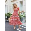imageGRACE KARIN Womens Summer Sleeveless Foral Dress Boho Square Neck Casual Flowy Cap Sleeve Maxi Beach Dress with PocketRed and White Florals