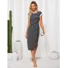 imageGRACE KARIN Womens Summer Striped Dress Cap Sleeve Round Neck Tie Waist Side Split Bodycon Pencil Midi DressesBlack With White Stripes