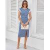 imageGRACE KARIN Womens Summer Striped Dress Cap Sleeve Round Neck Tie Waist Side Split Bodycon Pencil Midi DressesBlue and White Stripes