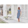 imageGRACE KARIN Womens Summer Striped Dress Cap Sleeve Round Neck Tie Waist Side Split Bodycon Pencil Midi DressesBlue and White Stripes