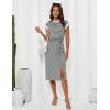 imageGRACE KARIN Womens Summer Striped Dress Cap Sleeve Round Neck Tie Waist Side Split Bodycon Pencil Midi DressesGray and White Stripes