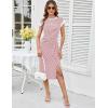 imageGRACE KARIN Womens Summer Striped Dress Cap Sleeve Round Neck Tie Waist Side Split Bodycon Pencil Midi DressesPink and White Stripes