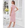 imageGRACE KARIN Womens Summer Striped Dress Cap Sleeve Round Neck Tie Waist Side Split Bodycon Pencil Midi DressesPink and White Stripes
