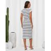 imageGRACE KARIN Womens Summer Striped Dress Cap Sleeve Round Neck Tie Waist Side Split Bodycon Pencil Midi DressesWhite With Black Stripes