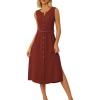 imageGRACE KARIN Women Casual Summer Dress 2025 Business Work Belted Sleeveless Button Down Shirt Midi Dresses with PocketsBrown Orange