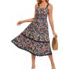 imageGRACE KARIN Womens 2025 Summer Floral Dress Casual Spaghetti Strap Flowy Dresses RIC Rac Trim Sundress Beach Midi DressBlack Floral
