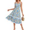 imageGRACE KARIN Womens 2025 Summer Floral Dress Casual Spaghetti Strap Flowy Dresses RIC Rac Trim Sundress Beach Midi DressBlue Floral