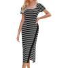 imageGRACE KARIN Womens 2025 Summer Striped Bodycon Dresses Casual Short Sleeve Square Neck Beach Vacation Long DressBlack