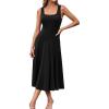 imageGRACE KARIN Womens 2025 Trendy Casual Tank Dresses Square Neck Sleeveless A Line Midi Sundress with PocketsBlack