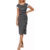 imageGRACE KARIN Womens Summer Striped Dress Cap Sleeve Round Neck Tie Waist Side Split Bodycon Pencil Midi DressesBlack With White Stripes