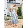 imageGRACE KARIN 2025 Womens Criss Cross Halterneck Sleeveless Summer Floral Print Flowy A Line Maxi DressBeige Blue